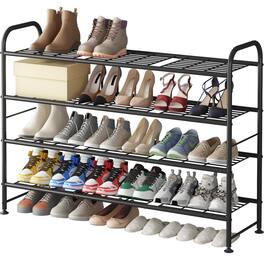 Hanke - Shoe Rack 3 Tier Long Metal Organizer For Closet Entryway Black - Black 4-Tier