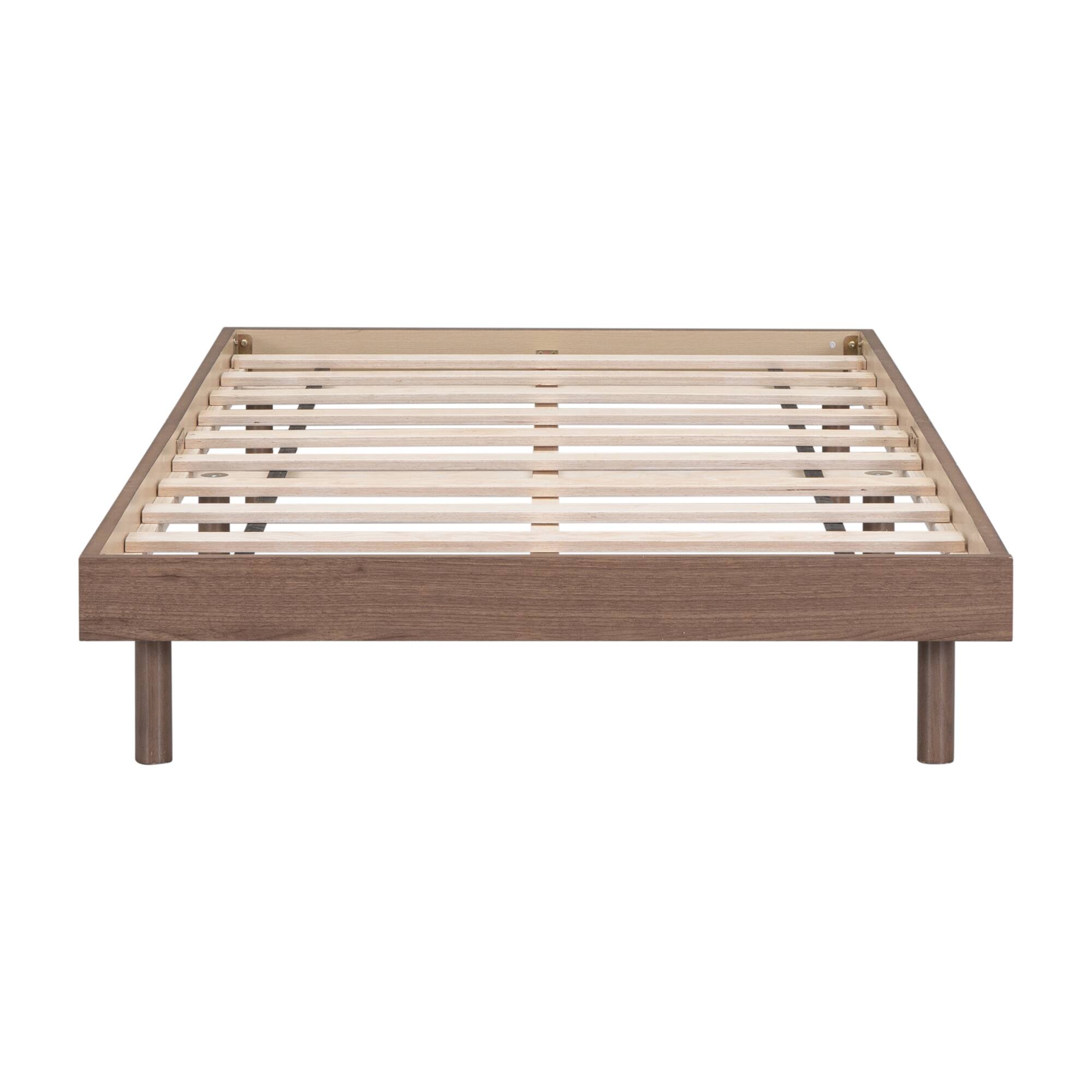 Alt View 2. GOODSILO - Modern Twin Size Floating Platform Bed Frame with Clean Design and Sturdy Construction - Walnut.