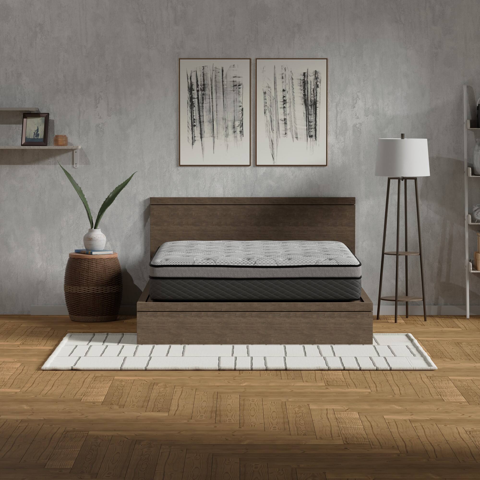 Alt View 1. Glintex - 12" Medium Firm Hybrid Twin Mattress with Cooling Gel Foam, Pocketed Coil Support, CertiPUR-US Certified - Black+ Gray.