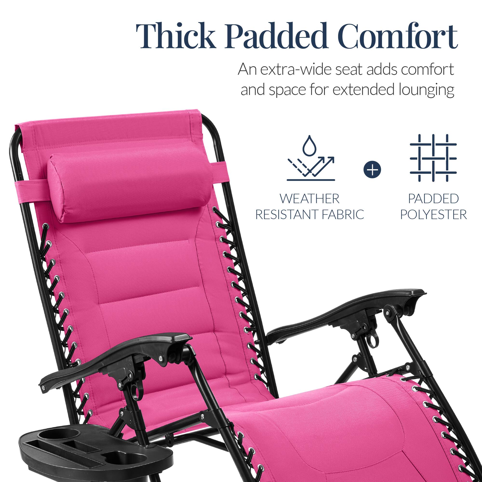 Thick Padded Comfort  
An extra-wide seat adds comfort and space for extended lounging  

WEATHER RESISTANT FABRIC + PADDED POLYESTER