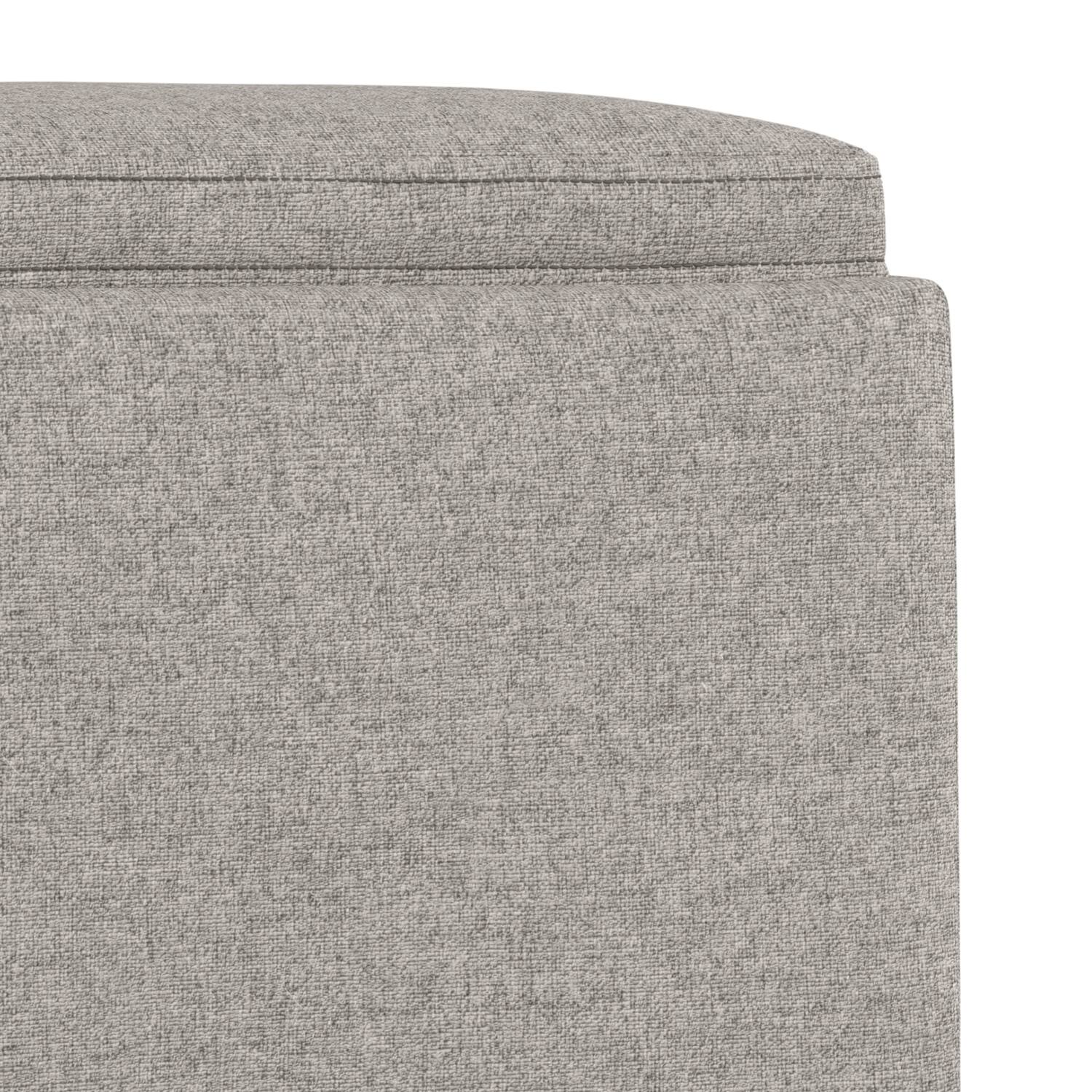 Alt View 9. Simpli Home - Natasha 18 inch Wide Mid Century Square Mid Century Storage Ottoman with Tray in Cloud Grey Polyester Linen, Assembled - Cloud Grey.