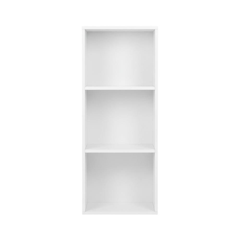 Back. FurniFact - White 3-Tier Open Shelf Bookcase with Modern Design and Sturdy Construction - Brown.