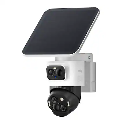 Front. eufy - eufyCam S4 Triple Lens Wireless Solar Security Camera with 360° View, Auto Tracking, No Monthly Fees - White.