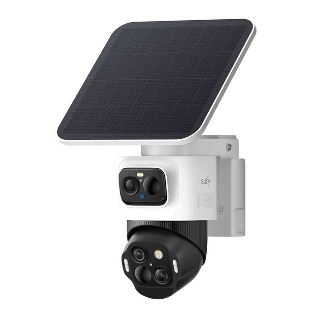 eufy - eufyCam S4 Triple Lens Wireless Solar Security Camera with 360° View, Auto Tracking, No Monthly Fees - White