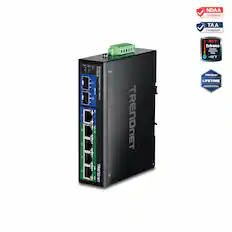 NDAA Compliant TAA Compliant - 0 + TMP0620 Industrial +7 Gigabit IPa H6 Switch 1 S 4:4 1 2 LAG 1 TRENDNET 167F Extreme Operating Temperature Range -40F THEONET LIFETIME PROTECTION