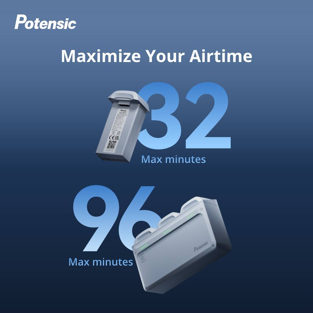 Potensic  
Maximize Your Airtime  

32  
Max minutes  

96  
Max minutes