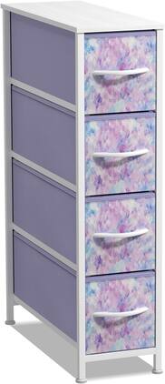 Sorbus - Narrow Dresser with 4 Drawers, Vertical Slim Storage Chest of Drawers with Steel Frame - Purple Tie-Dye
