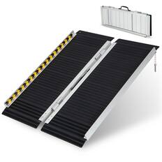 Front. Costway - Costway Portable Aluminum Wheelchair Ramp 3 FT with Transition Plate & Non-slip Surface - Silk.