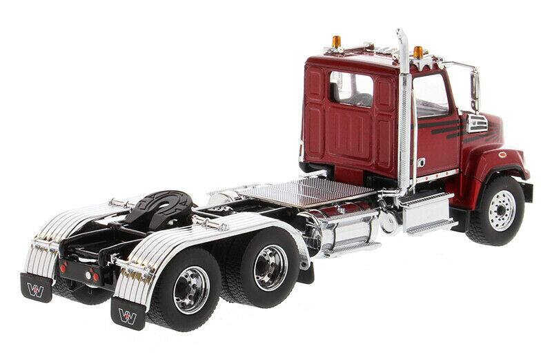 Alt View 3. Diecast Masters - Western Star 4700 SF Tandem Day Cab Tractor Metallic Red 1/50 Diecast Model by Diecast Masters.