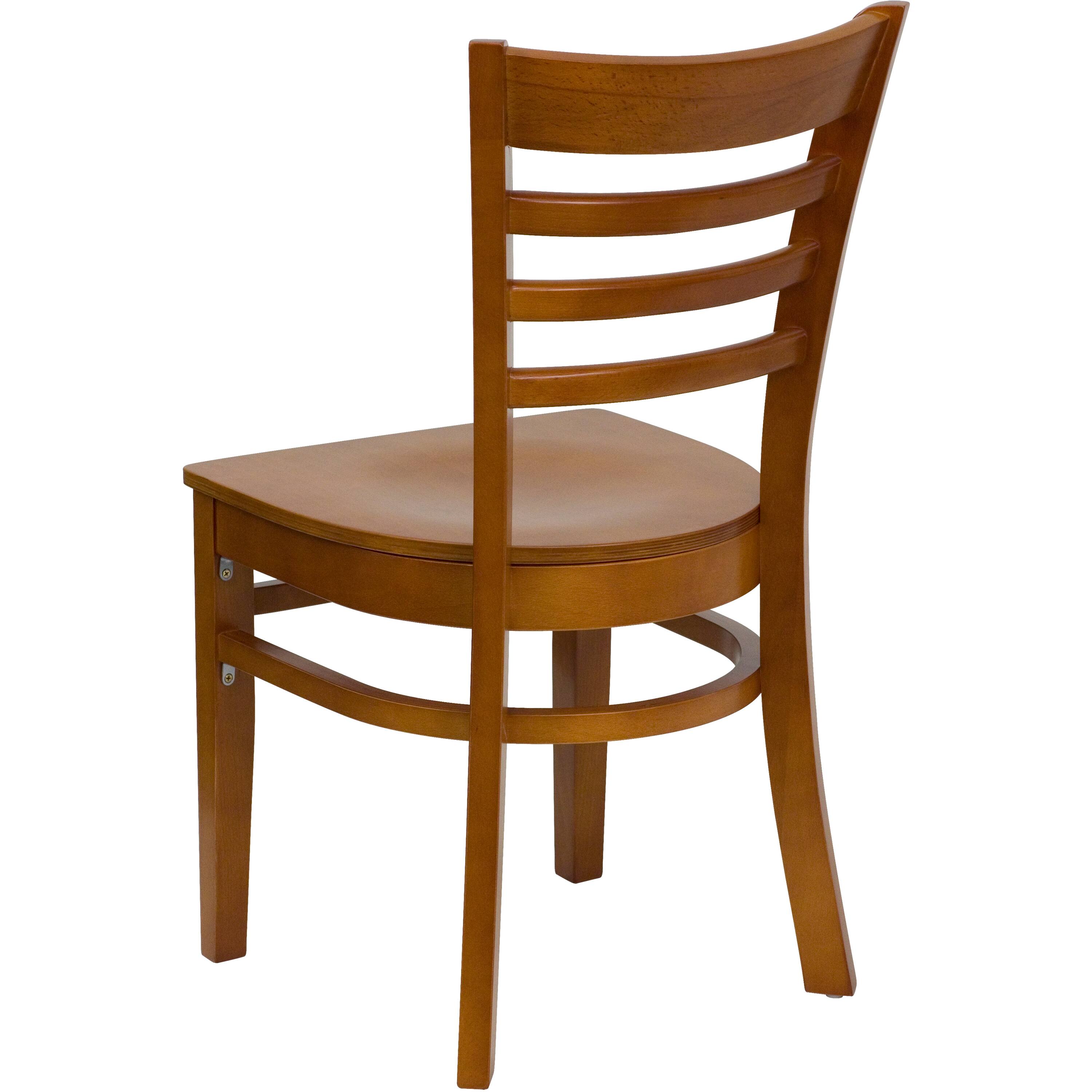 Alt View 5. Emma + Oliver - Ladder Back Wooden Restaurant Dining Chair - Cherry Wood Seat/Cherry Wood Frame.