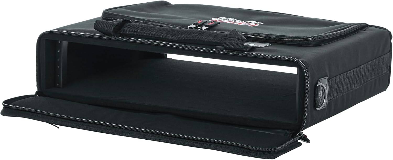 Left. Gator - 2U Lightweight Portable Rack Bag with 14-Inch Depth, Plywood Interior and Shoulder Strap.