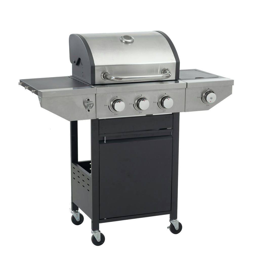 Alt View 1. Resenkos - Propane Grill 3 Burner Barbecue Grill Stainless Steel Gas Grill with Side Burner, 37,000 BTU Outdoor Cooking, Silver.