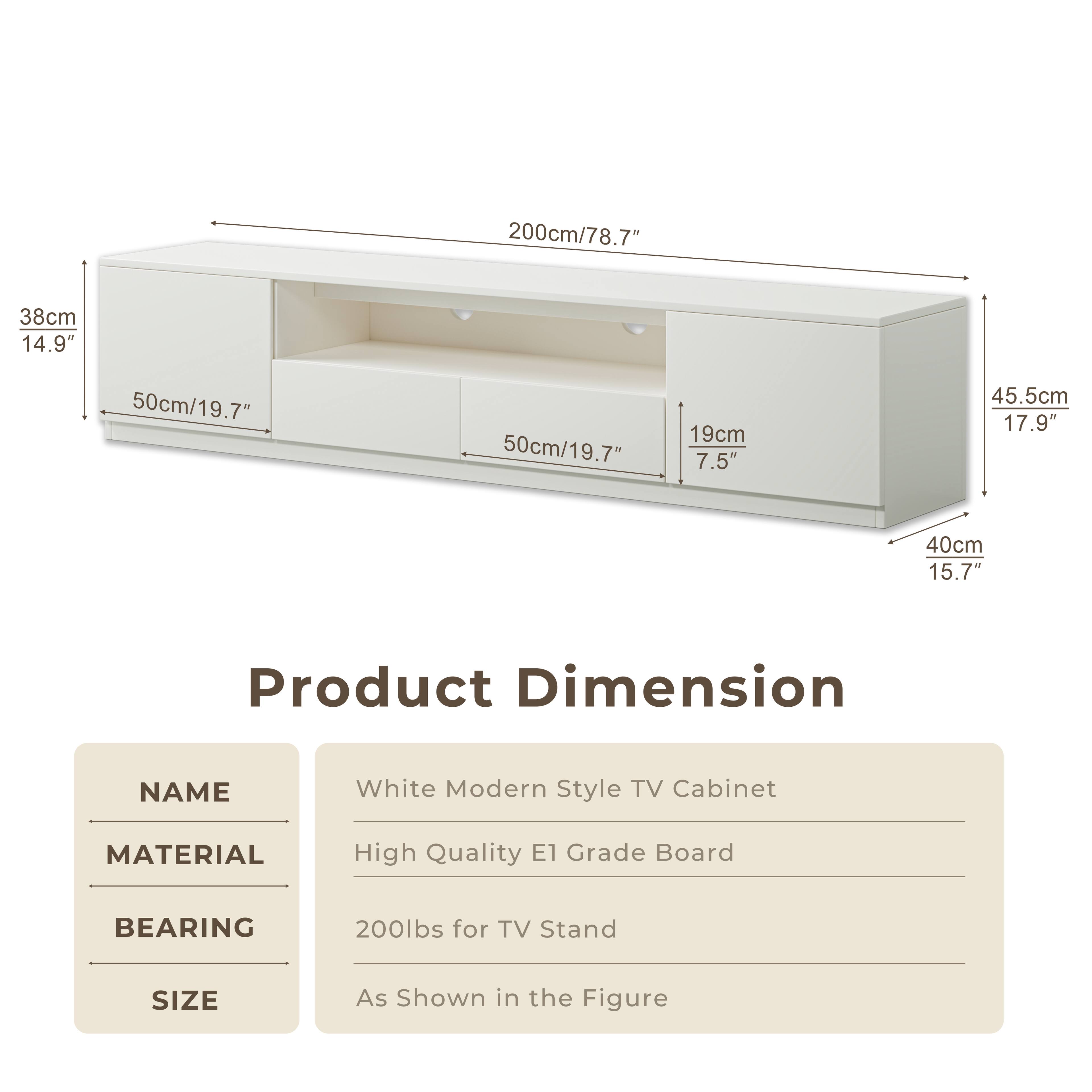 Alt View 3. MSOOB - Modern Media Console Tv Stand For 65/70/75 Inch Tv, Tv Cabinet With Storage Drawers - White.