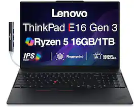 Lenovo - Upgraded - ThinkPad E16 Business Laptop, 16" FHD+ Anti-Glare, Ryzen 5 230, 16GB DDR5, 1TB SSD, FP, Backlit KB, Win11P) w/USB Hub - Black