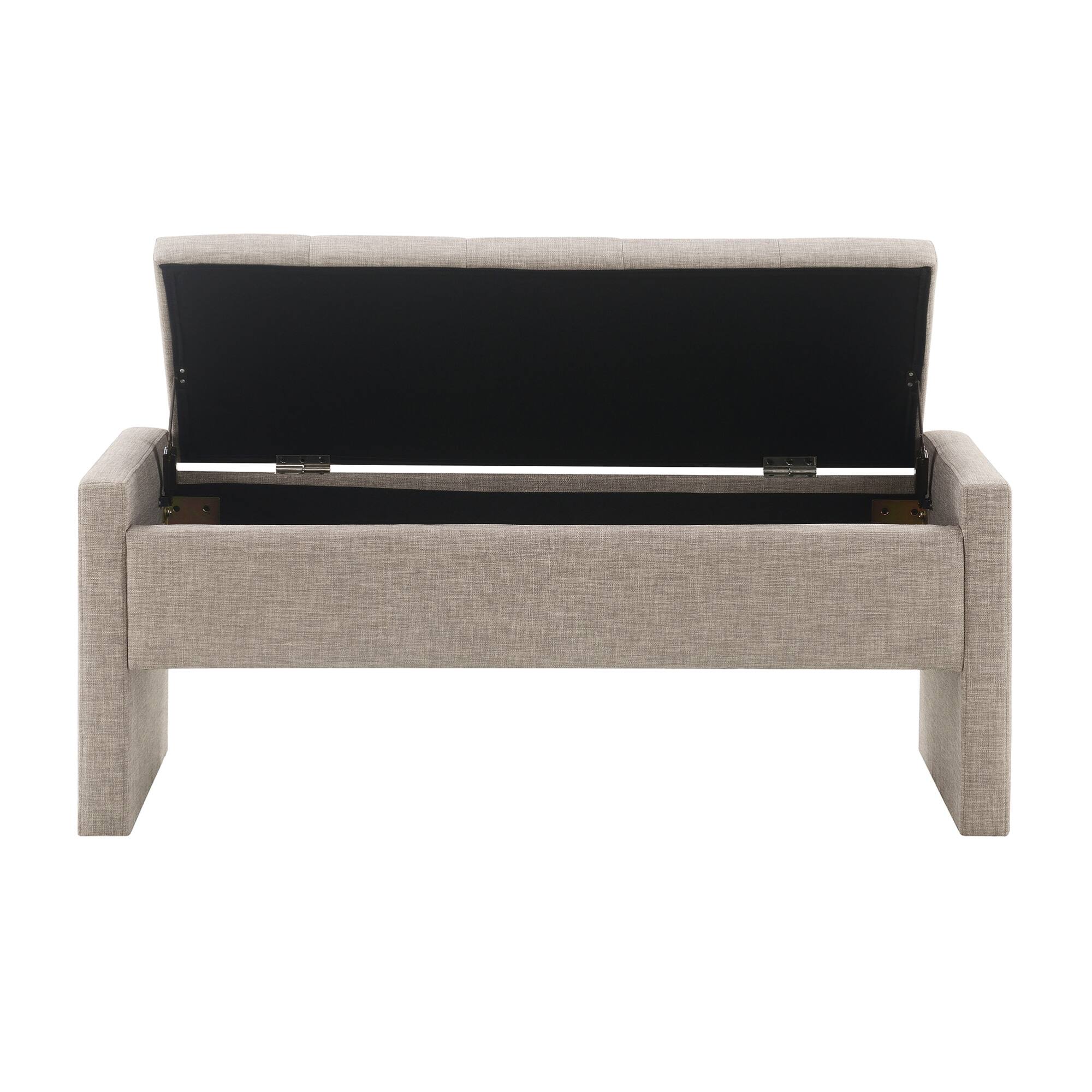 Alt View 2. GOODSILO - Upholstered Storage Bench with Comfortable Linen Fabric, Multi-Functional Footrest Ottoman for Living Spaces - Brown Grey.