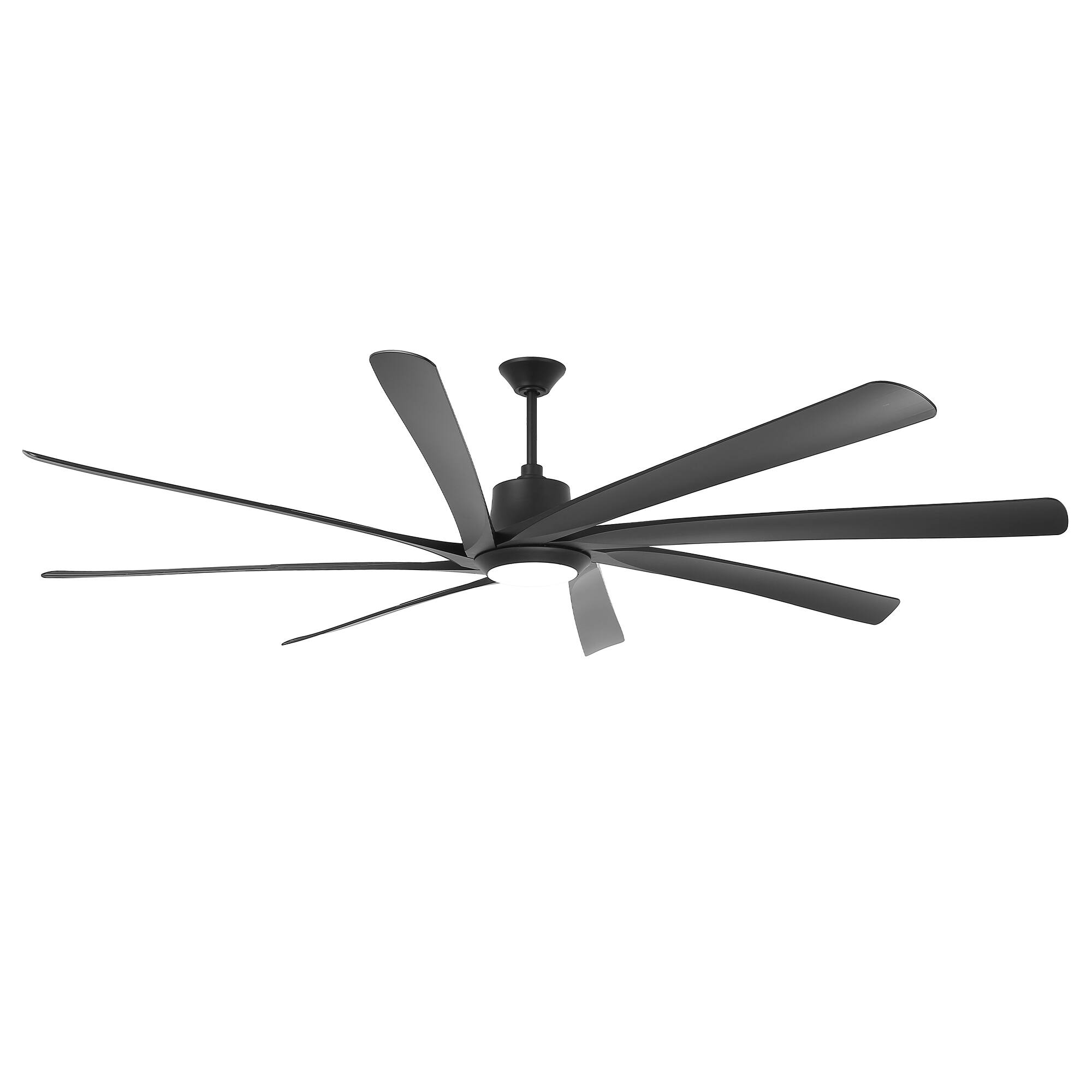 Alt View 4. Parrot Uncle - 100-inch Black Industrial Extra Large Commercial HVLS LED Ceiling Fan with 8 ABS Blades and Remote Control - Black.