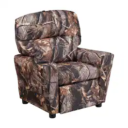 Emma + Oliver - Contemporary Kids Recliner with Cup Holder - Camouflage Fabric