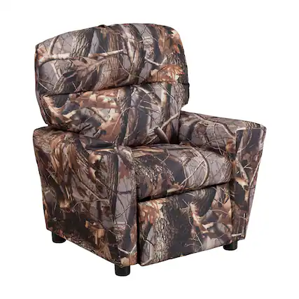 Front. Emma + Oliver - Contemporary Kids Recliner with Cup Holder - Camouflage Fabric.