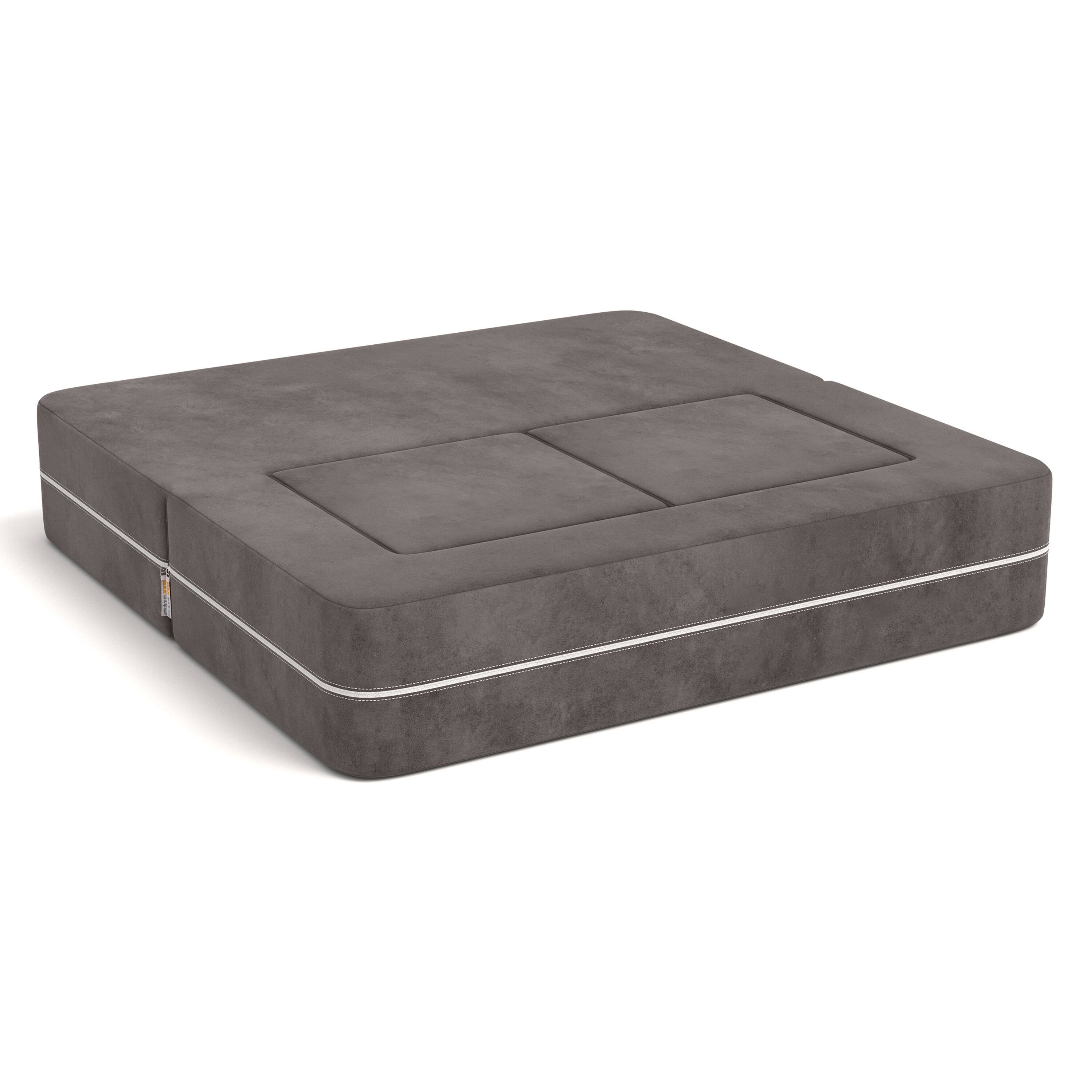 Angle. Jaxx - Jaxx Zipline Kids Modular Loveseat & Ottomans/Fold Out Lounger, Charcoal - Charcoal.