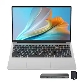 Hotface - 15.6" FHD IPS Laptop,Intel Processor N95,32GB DDR4,2TB SSD+1TB Dock Set,Intel UHD Graphics,Win 11 Pro - Silver