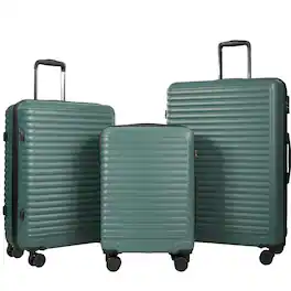 Travelhouse - 3 Piece Hardside Luggage Set Hardshell Lightweight Suitcase with TSA Lock Spinner Wheels - Green