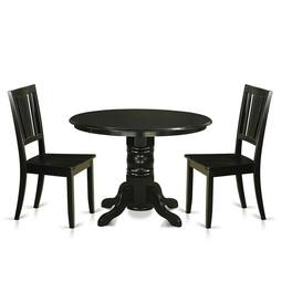 East West Furniture - 3 PC dinette set for 2-Kitchen Table and 2 Dining Chairs - Black