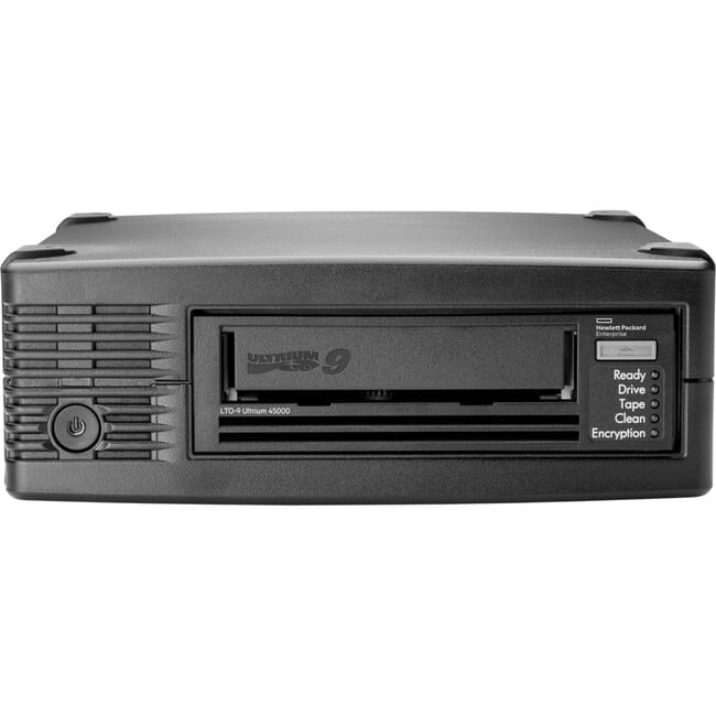 HP - HPE StoreEver LTO-9 Ultrium 45000 External Tape Drive - LTO-9 - 18 TB (Native)/45 TB (Compressed) - 12Gb/s SAS - 5.25"