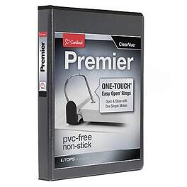 Cardinal - Premier ClearVue 1" 3-Ring Non-View Binders, D-Ring - Black
