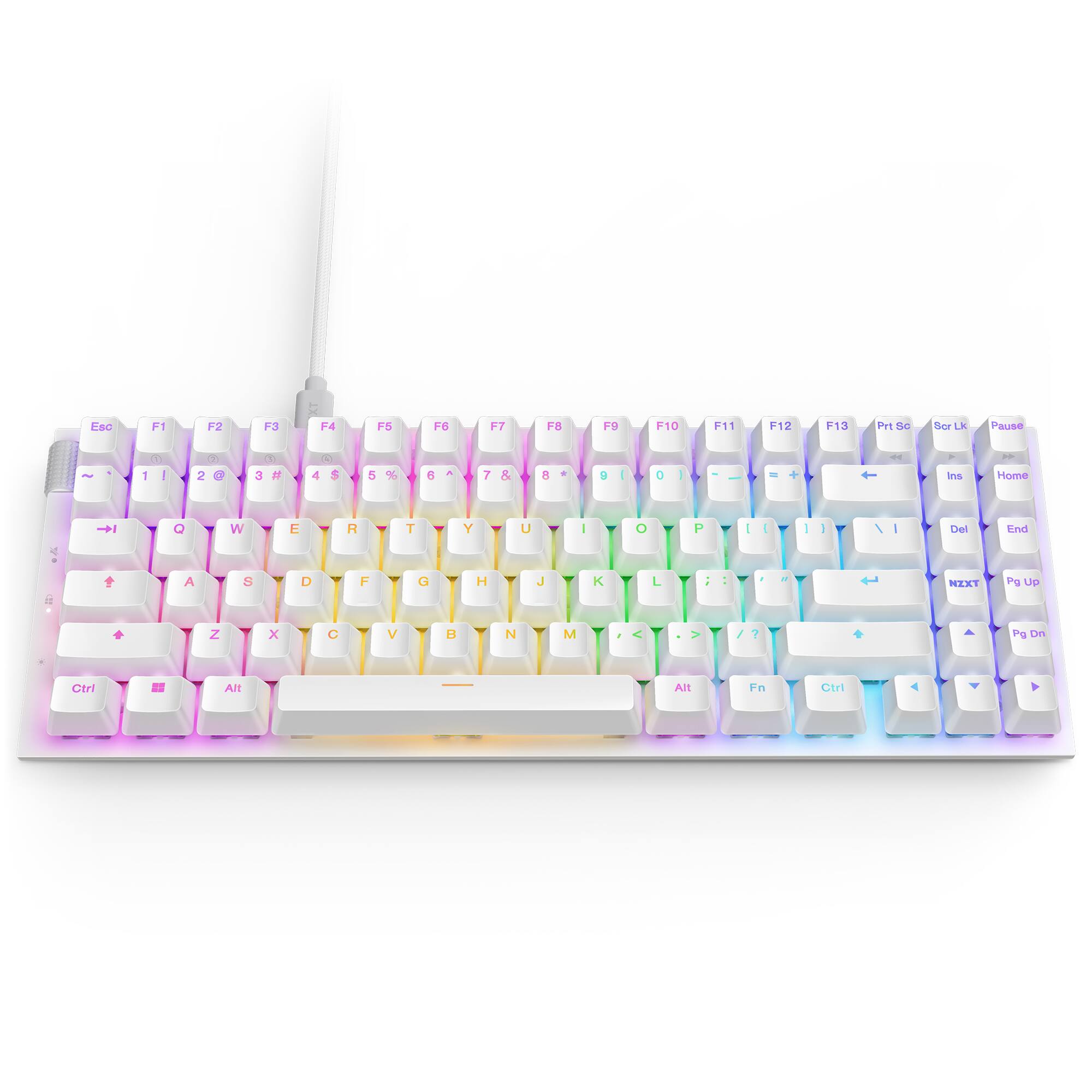 Front. NZXT - Function 2 - MiniTKL Wired Optical Gaming Keyboard - White.