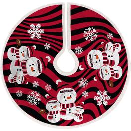 Pegasus - Georgia Bulldogs Snowman Sherpa Christmas Tree Skirt - Red