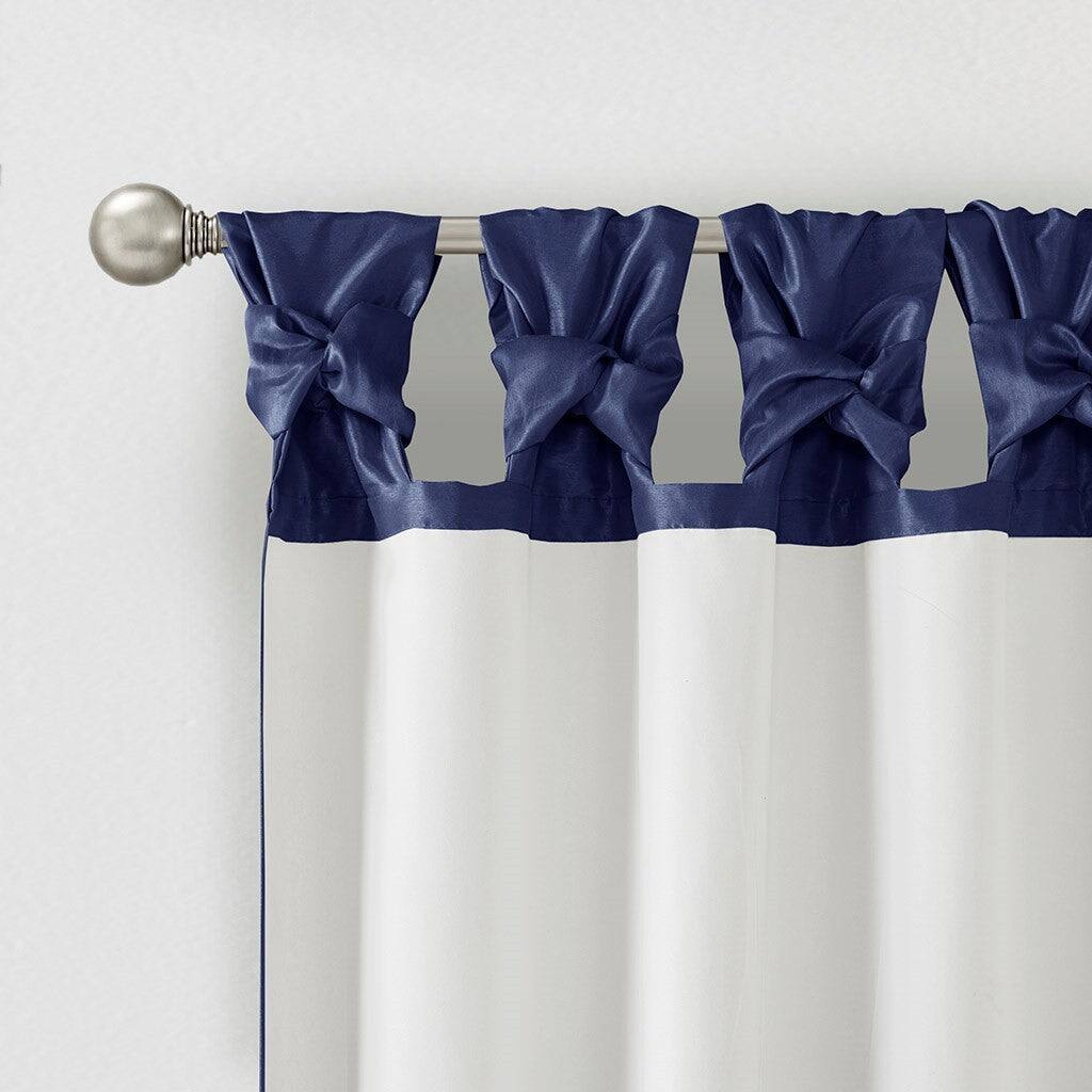 Alt View 6. BreeBe - Twist Tab Lined Window Curtain Panel Navy 50x108' - Navy.