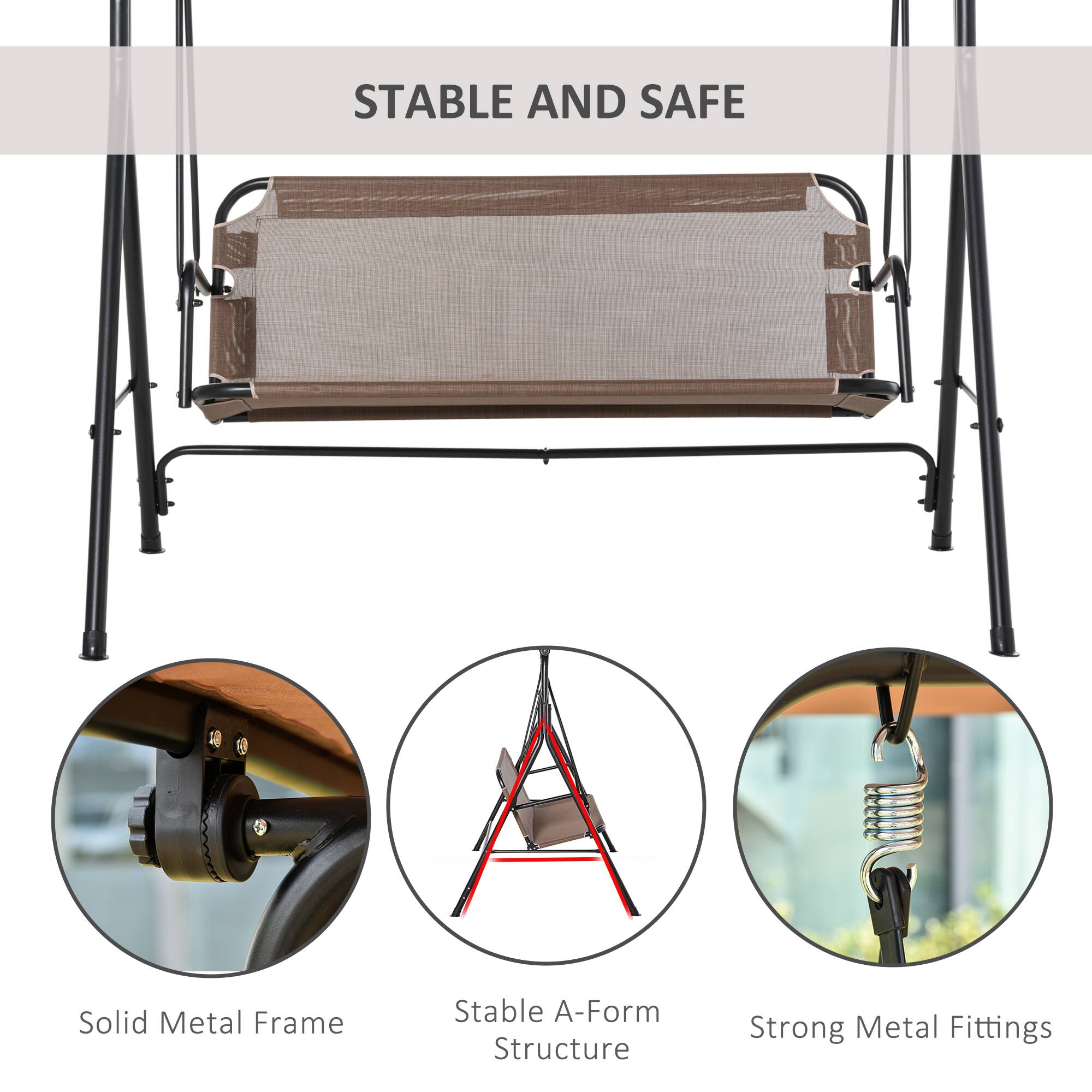 STABLE AND SAFE

- Solid Metal Frame
- Stable A-Form Structure
- Strong Metal Fittings