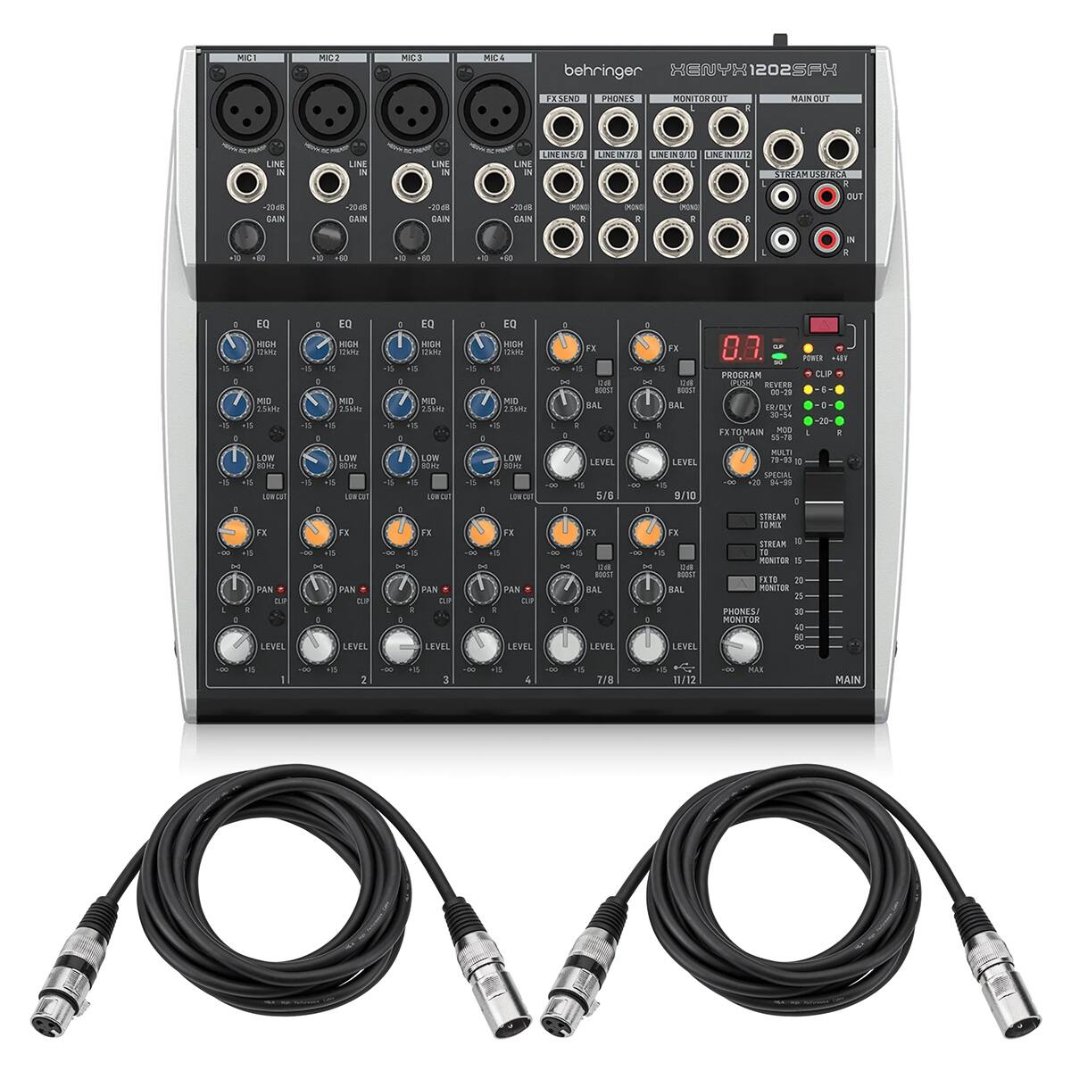 MIC 1  
MIC 2  
MIC 3  
MIC 4  

behringer HENYH1202SFH  

FX SEND  
PHONES  
MONITOR OUT  
MAIN OUT  

LINE IN 5/6  
LINE IN 7/8  
LINE IN 11/12  

-20dB GAIN  
-20dB GAIN  
-20dB GAIN  
-20dB GAIN  

EQ  
EQ  
EQ  
EQ  

HIGH 25kHz +15  
HIGH 12kHz 0  
HIGH 2.5kHz +15  
HIGH 2.5kHz 0  

MID 7.5kHz D  
MID 7.5kHz D  
MID 7.5kHz D  
MID 7.5kHz D  

LOW 250Hz -15  
LOW 250Hz -15  
LOW 250Hz -15  
LOW 250Hz -15  

FX +15 PAN CUP 1  
FX +25 PAN CUP 2  
FX -00 PAN CUP 3  
FX -00 PAN CUP 4  

FX +