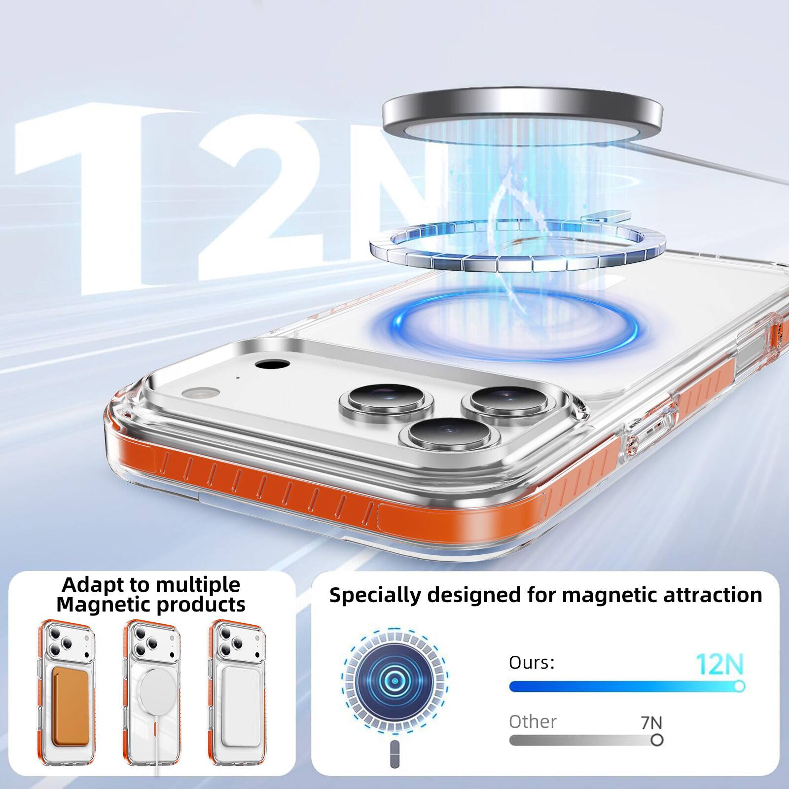 12N

Adapt to multiple Magnetic products

Specially designed for magnetic attraction

Ours: 12N

Other: 7N