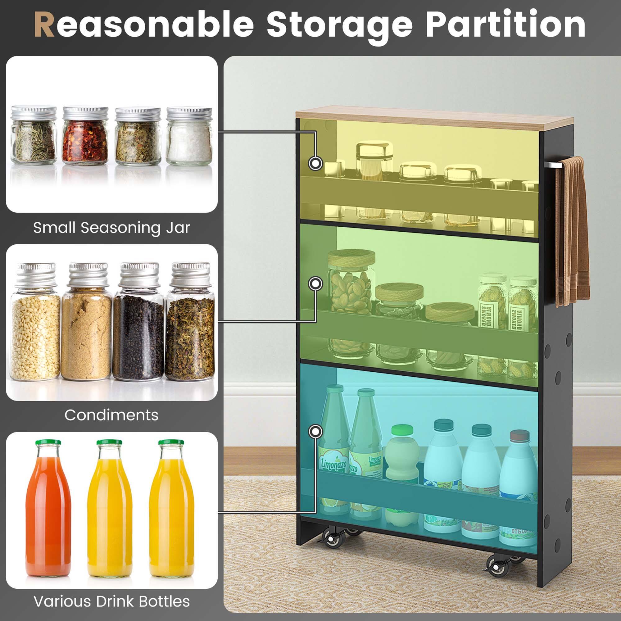 Reasonable Storage Partition

Small Seasoning Jar

Condiments

Various Drink Bottles