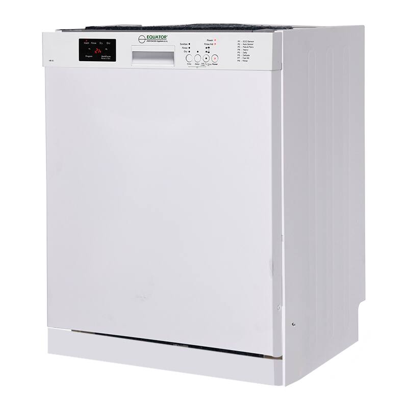 Left. Equator - Equator 24" Built-In Dishwasher Front Control 14 place 3.4g Sanitize 51 dB Heating Element Energy Star 110V ADA - White.