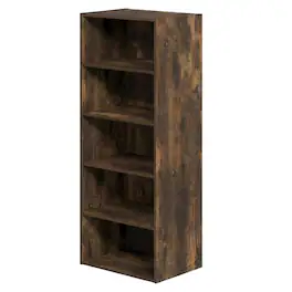 FurniFact - 5-Tier Open Shelf Bookcase with Versatile Storage Solution - Amber Pine
