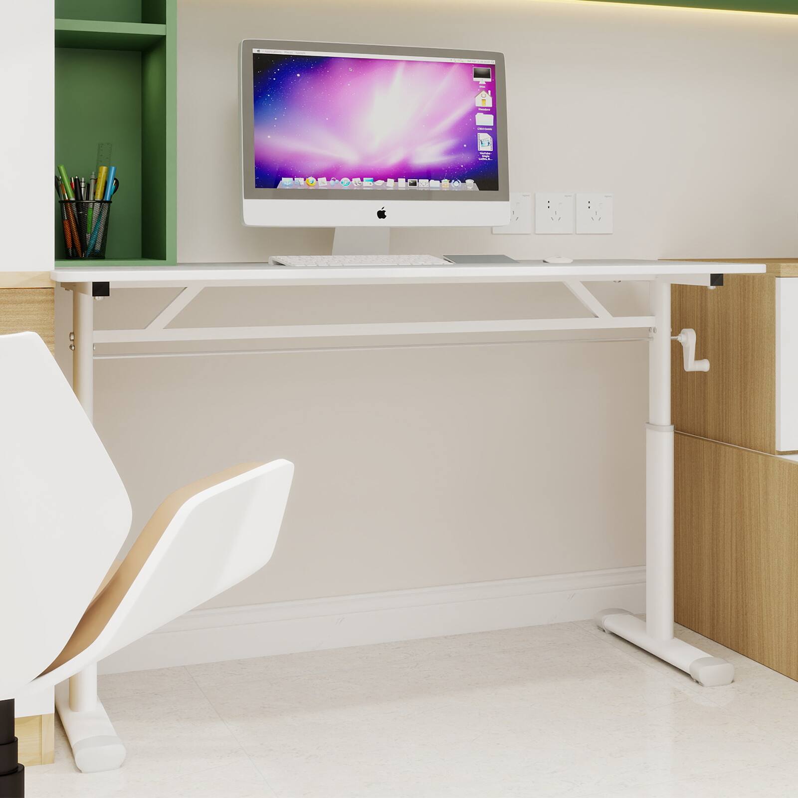 Alt View 5. GOODSILO - 47.24" Adjustable Height Desk - Ergonomic Sit Stand Home Office Study Table, Compact Design - White.