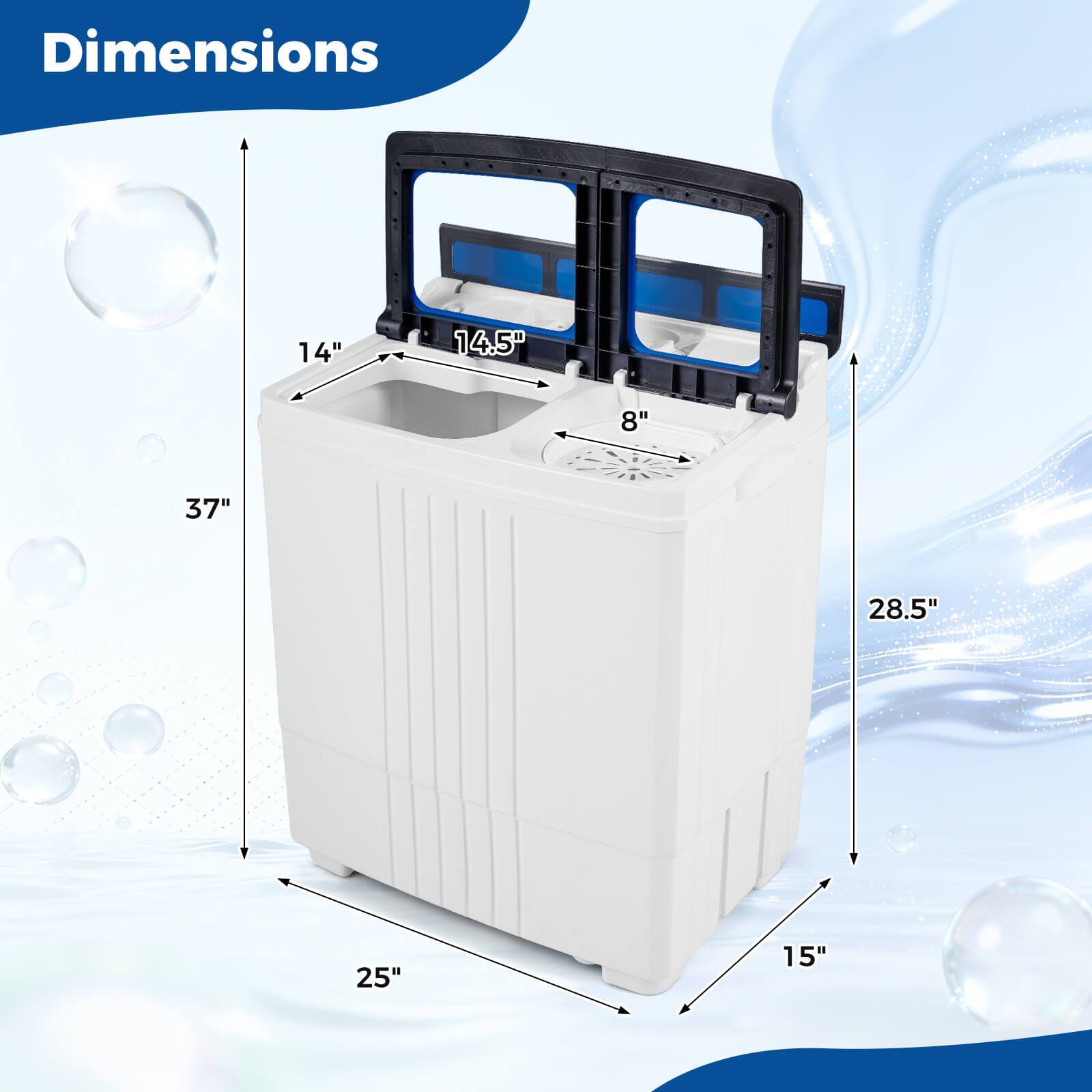 Dimensions: 14" x 14.5" x 8" x 37" x 28.5" x 25" x 15"