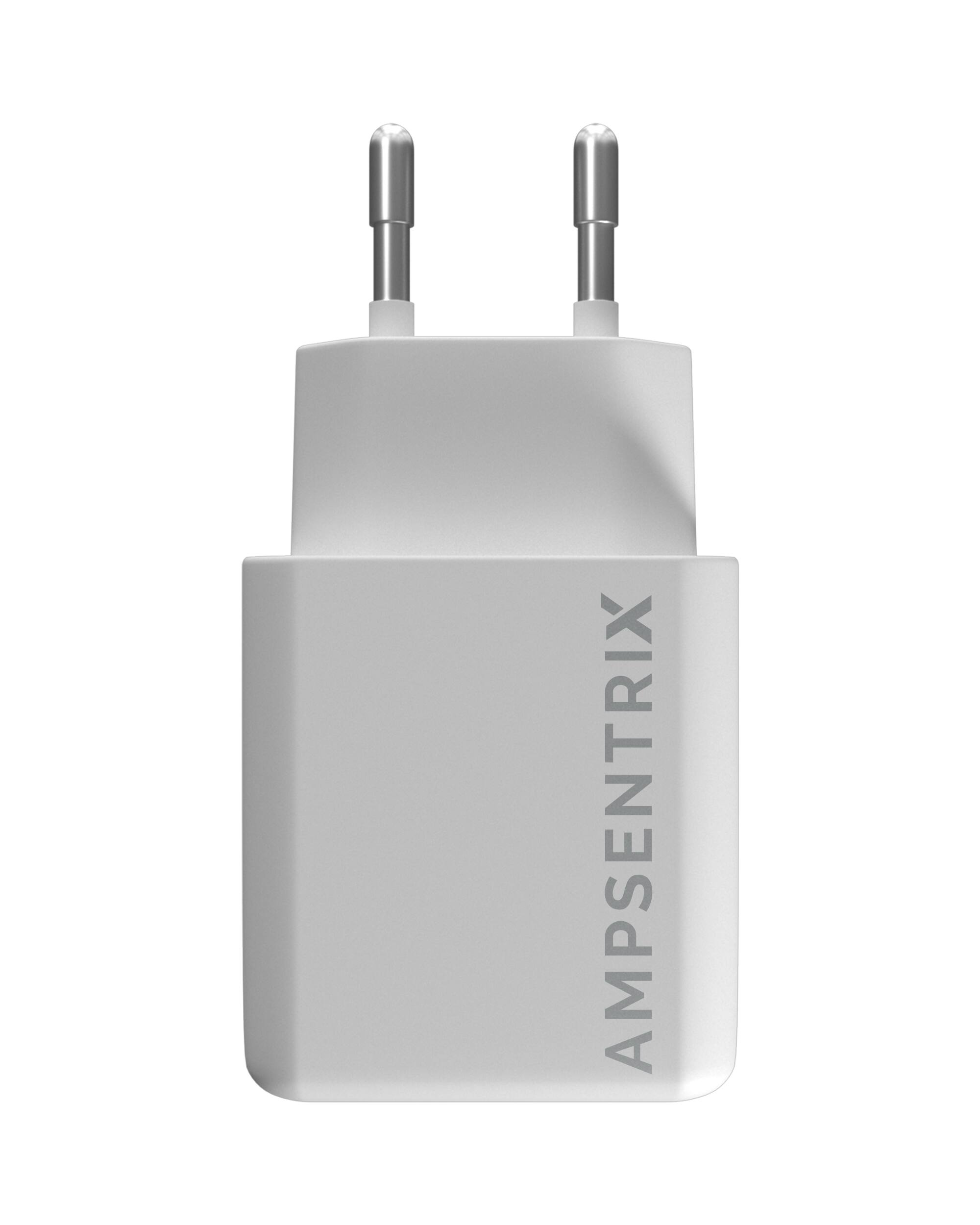 Alt View 1. Ampsentrix - 2 Plug 20W USB Type C And USB Type A Wall Power Adapter (220V Euro).