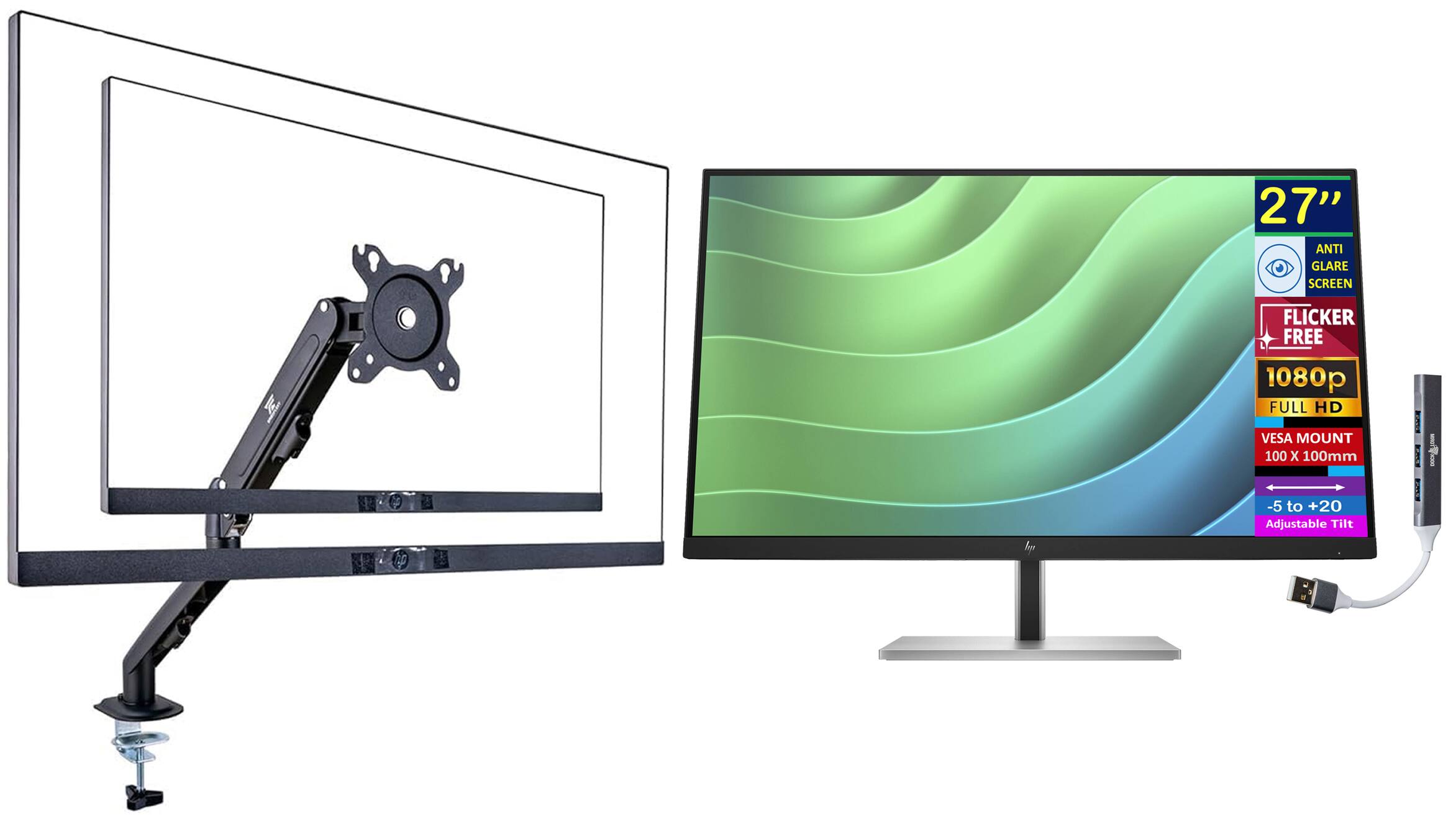 27" Anti Glare Screen by Flicker Free 1080p Full HD VESA Mount 100 x 100mm -5 to +20 Adjustable Tilt