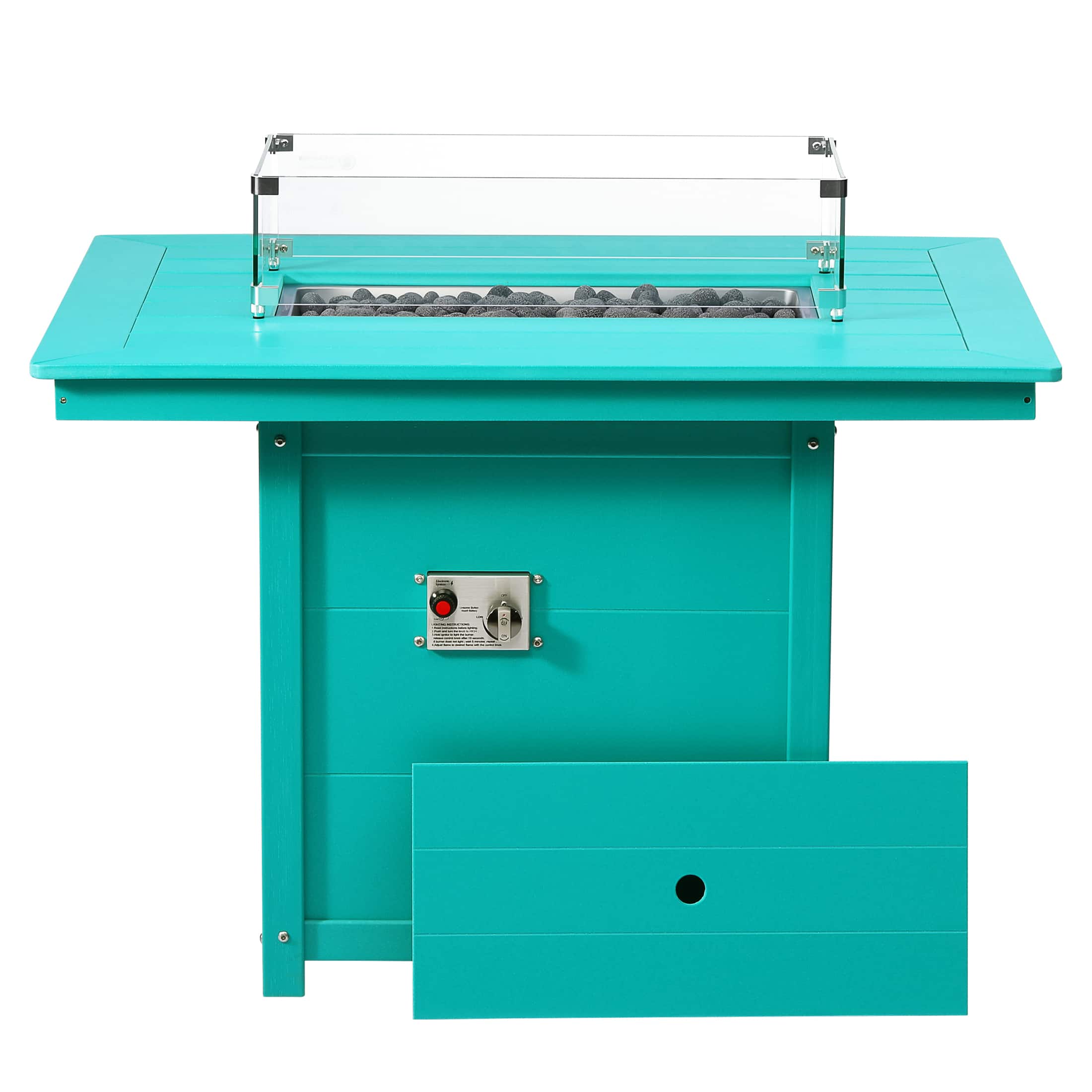 "WestinTrends - Helios 46"" Modern Outdoor Patio Gas Propane Rectangular Fire Pit Table - Turquoise" price history on PriceWatchPro