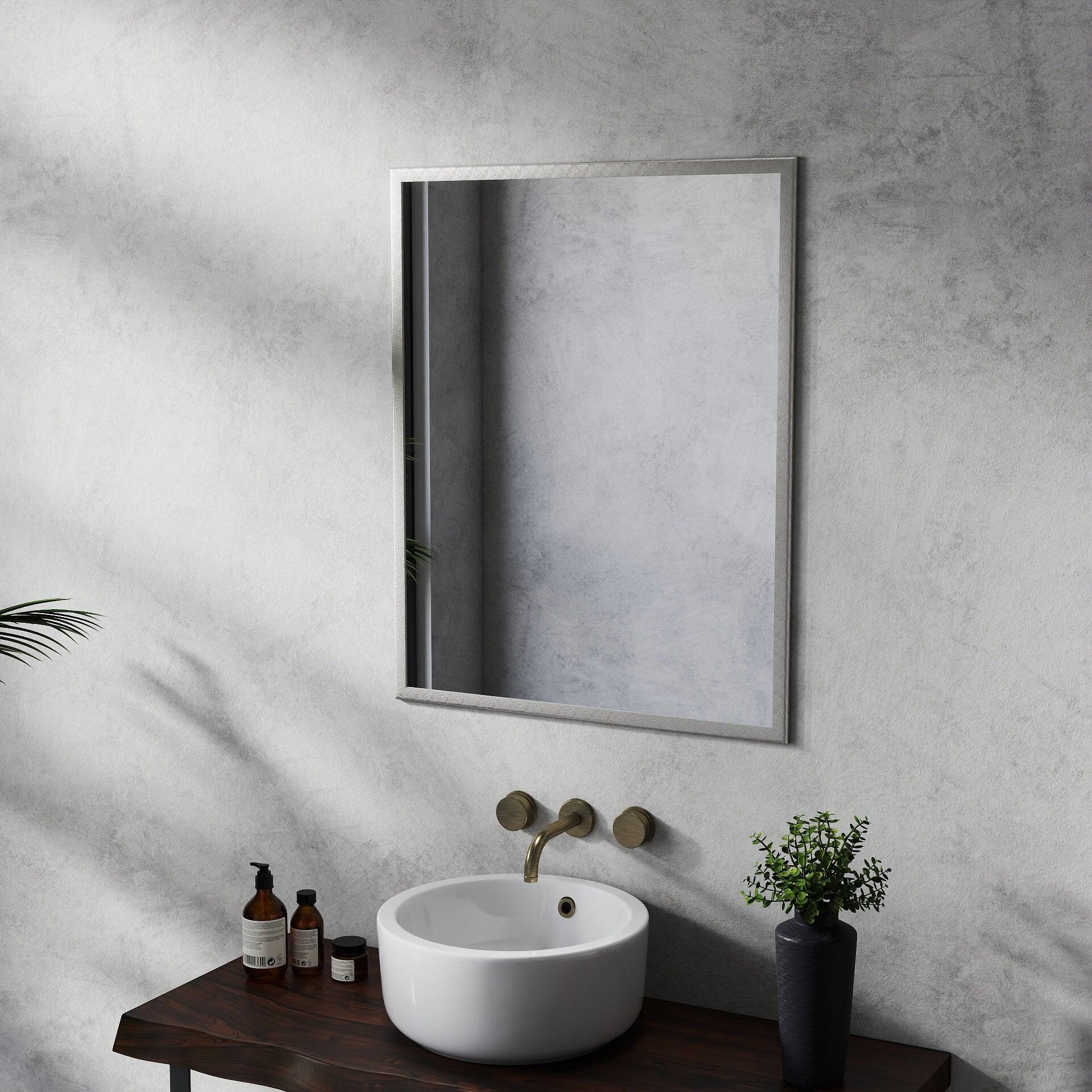 Alt View 1. BreeBe - Revamp Your Bathroom with This Compact Yet Stunning 24-inch Aluminum Silver Mirror! - White.