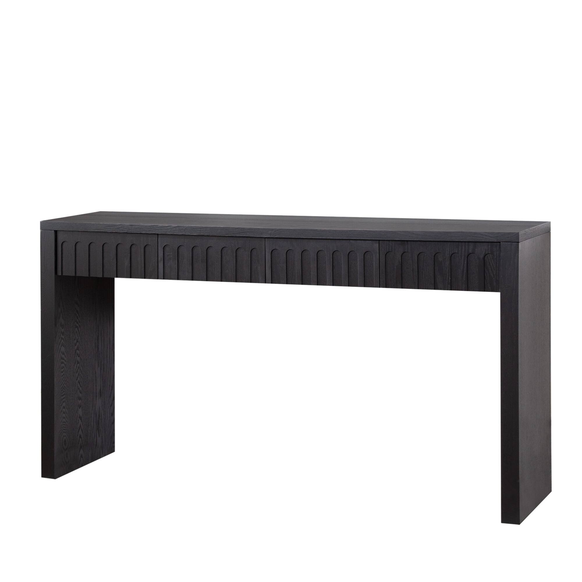 Back. GOODSILO - Contemporary Entryway Console Table with Four Drawers and Natural Wood Finish - Black.