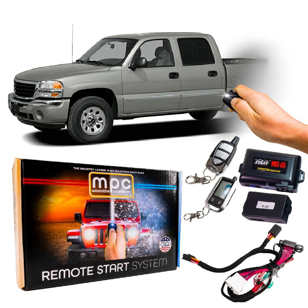 MPC - Plug & Play 2-Way LCD Remote Start Kit w/T-Harness For 2003-2006 GMC Sierra 1500, 2500, 3500 - Black