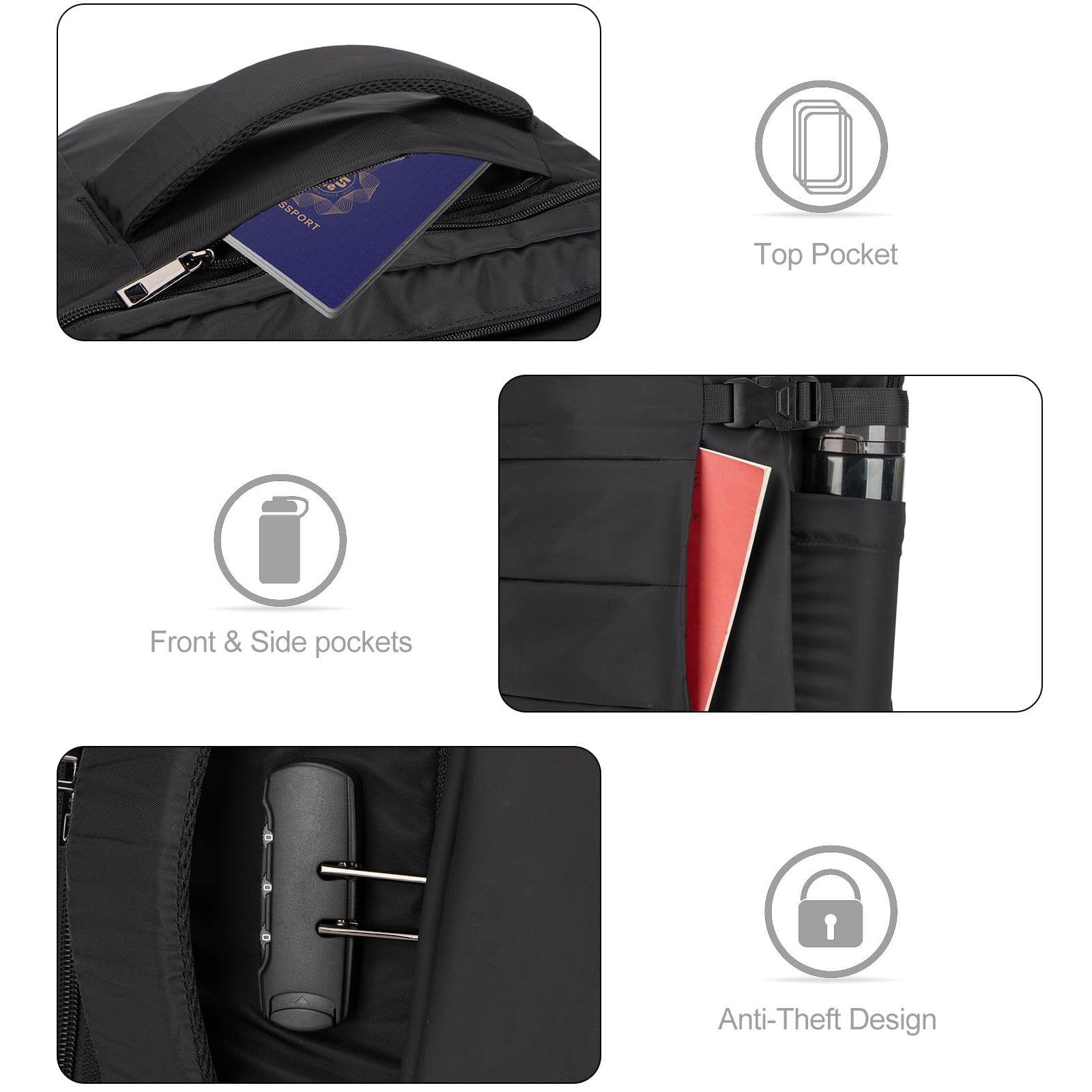 Alt View 1. Live At Space - 40l Travel Laptop Backpack For Men Women Carry On Flight Approved Large Capacity Water Resistant Anti Backpacks With - Grey(backpack With 3 Packing Cubes)-Large.