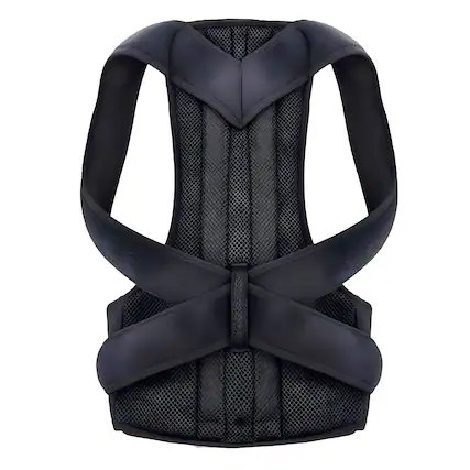Front. Kitcheniva - Adjustable Posture Corrector Low Back Support Shoulder Brace Belt Medium - Black.