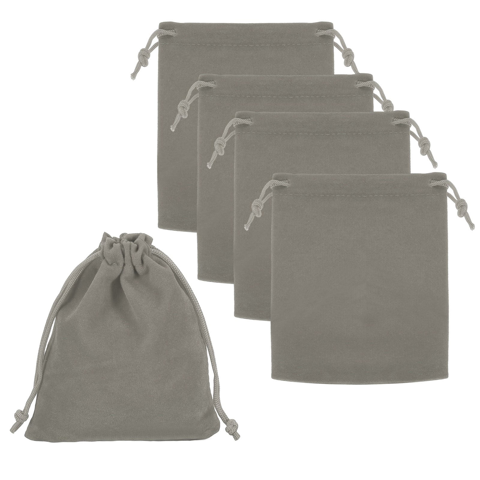 Unique Bargains - Bluetooth Headphone Bag, 5pcs 4.72x3.94 Inch Travel Headset Carrying Storage Pouch Drawstring for Over-Ear Headphones - Gray