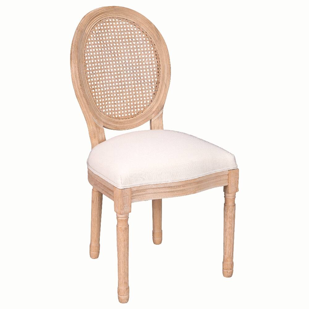 Alt View 9. Loheer - Loheer French Country Dining Chairs Set of 2 Upholstered Round Back Solid Wood Beige - Beige.
