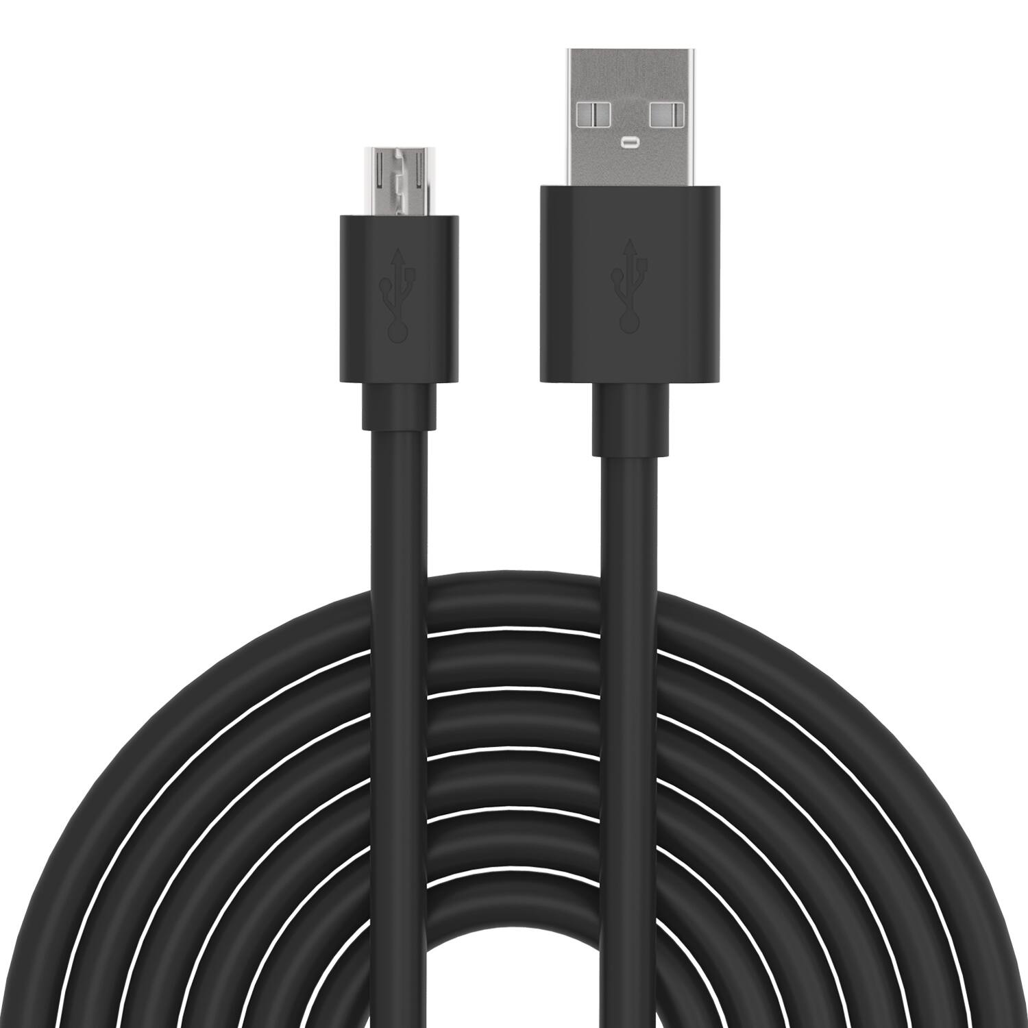 Left. Fosmon - Micro USB to USB Sync and Charge Charger Cable - 3ft - Black.